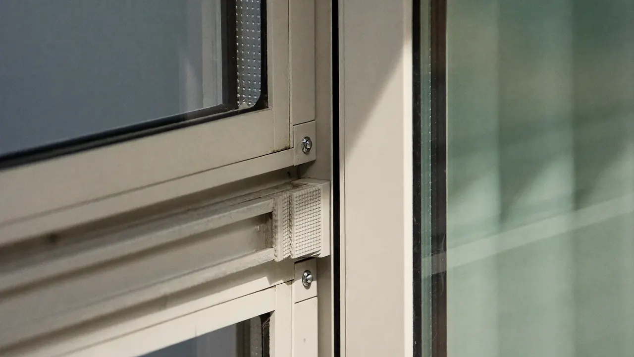 Close-up of a double-glazed window unit showing the spacer bar