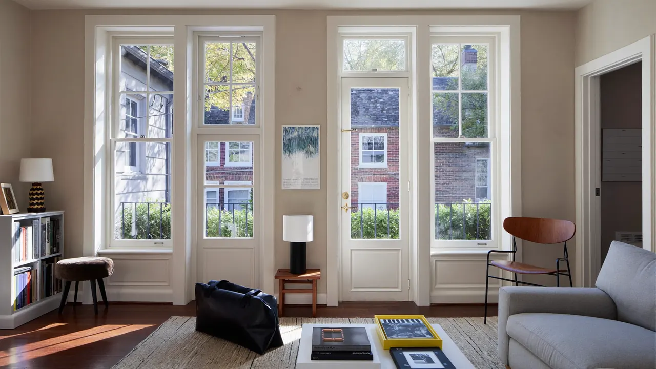 Row of casement and sash windows on a traditional UK house
